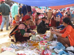 Flower Mhong op de markt Can Cau