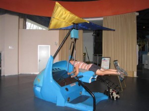 In de zweefvliegsimulatie.