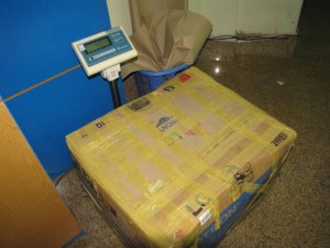 Op de weegschaal, precies 14 kilo.