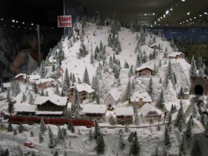 De sneeuwwereld in het modelspoormuseum.