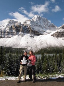 Groepsfoto bij Crowfoot Glacier
