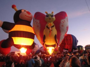 De bij en de vlinder bij de nightglow