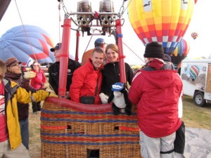 Samen in de mand vlak voor opstijgen