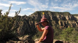 Eindelijk telefoonbereik boven op de berg.