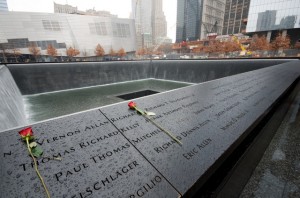 Een waterval van het 9/11 Memorial.