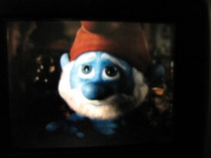 Grote smurf in de speelfilm Smurfs (in NYC).